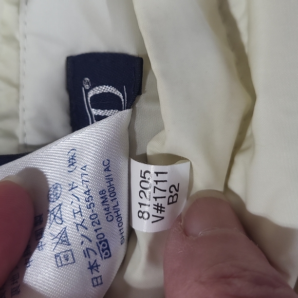 LANDS' END Ivory Blue Reversible Nylon & Down Puffer Coat with Detachable Hood - Picture 5 of 15